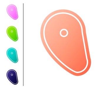 Beyaz arka planda izole mercan Steak et simgesi. Renk simgeleri ayarlayın. Vektör Illustration