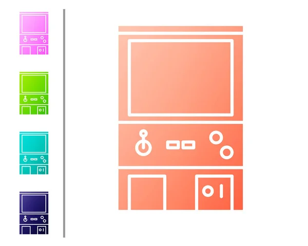 Coral Retro juego arcade icono de la máquina aislado sobre fondo blanco. Establecer iconos de color. Ilustración vectorial — Vector de stock