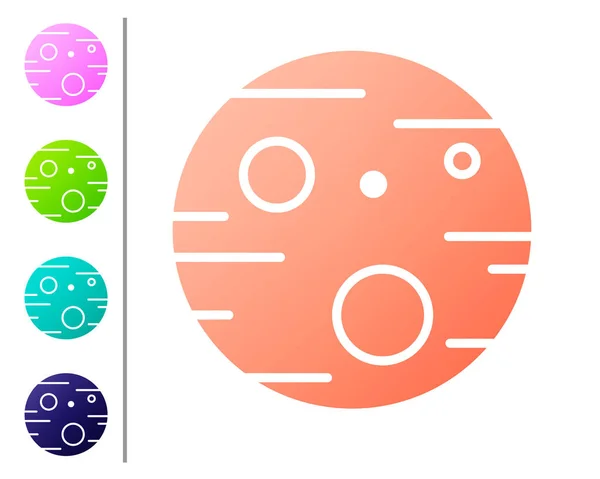 Ikona Coral Planet Mars na białym tle. Ustaw ikony kolorów. Ilustracja wektora — Wektor stockowy