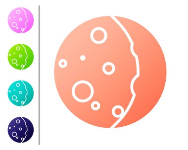 Güneş ikonunun mercan tutulması beyaz arkaplanda izole edilmiş. Tam sonar tutulması. Renk simgelerini ayarla. Vektör İllüstrasyonu