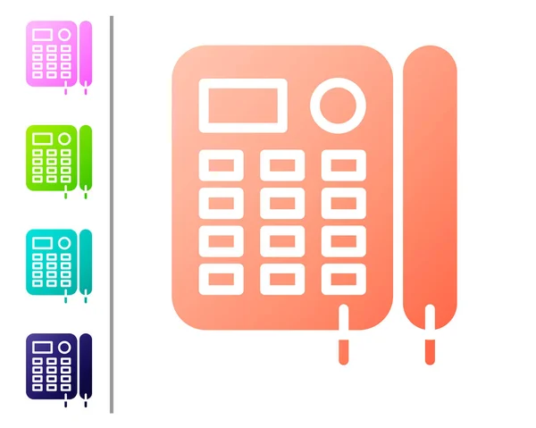 Koralle Telefon Symbol isoliert auf weißem Hintergrund. Festnetztelefon. Farbsymbole setzen. Vektorillustration — Stockvektor