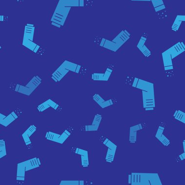 Mavi astım ikonu mavi arkaplanda izole edilmiş kusursuz desen. Öksürük şurubu, solunum, alerjik hasta. Tıbbi alerji astım spreyi. Vektör İllüstrasyonu