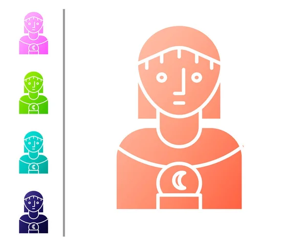 Mercan Astrolojisi kadın ikonu beyaz arka planda izole edildi. Renk simgelerini ayarla. Vektör İllüstrasyonu — Stok Vektör