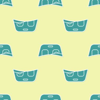 Yeşil araba ön cam ikonu sarı arka planda izole edilmiş pürüzsüz desen. Vektör İllüstrasyonu