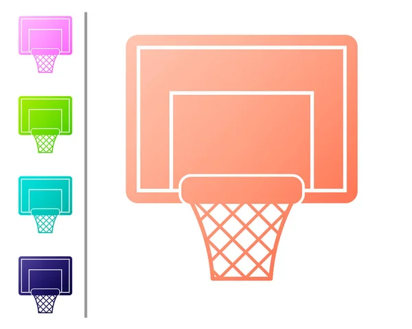 Korallen Basketball Backboard Symbol isoliert auf weißem Hintergrund. Farbsymbole setzen. Vektorillustration — Stockvektor