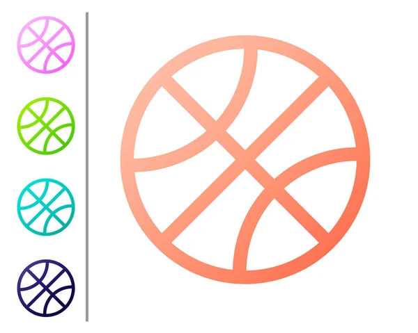 白を基調としたコーラルバスケットボールのアイコン。スポーツシンボル。カラーアイコンを設定します。ベクターイラスト — ストックベクタ