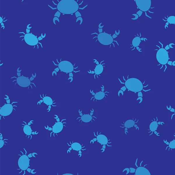 Blue Crab icoon geïsoleerd naadloos patroon op blauwe achtergrond. Vector Illustratie — Stockvector