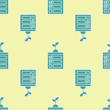 Yeşil Akıllı tarım teknolojisi - uygulama simgesindeki zamanlayıcı çiftliği otomasyon sistemi sarı arka planda izole edilmiş pürüzsüz desen. Vektör İllüstrasyonu