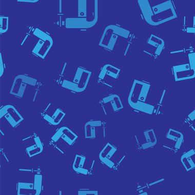 Mavi elektrikli döner çekiç matkap ikonu mavi arka planda izole edilmiş pürüzsüz desen. İnşaat, onarım ve onarım için kullanılan bir alet. Vektör İllüstrasyonu