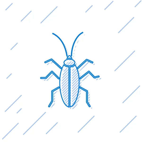 Niebieska linia Ikona karalucha odizolowana na białym tle. Ilustracja wektora — Wektor stockowy