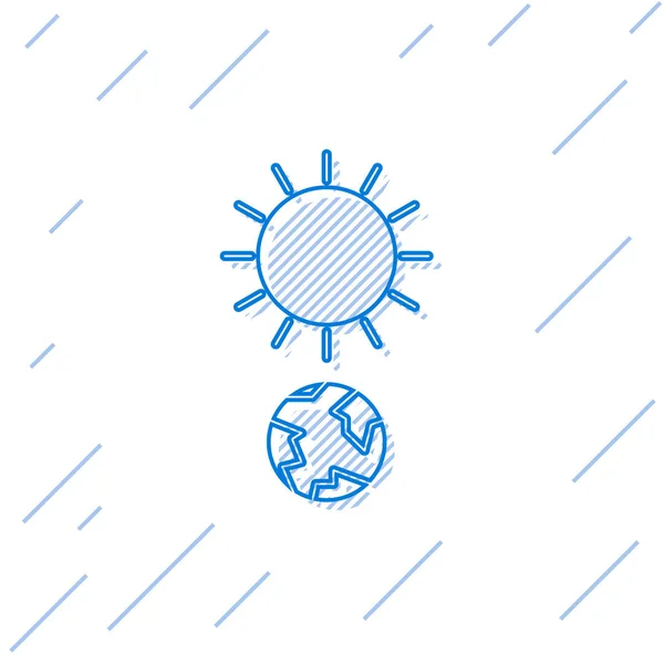 Línea azul Icono del solsticio aislado sobre fondo blanco. Ilustración vectorial — Vector de stock