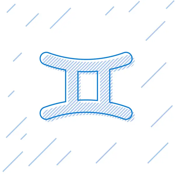 Linha azul ícone signo do zodíaco Gêmeos isolado no fundo branco. Coleção de horóscopo astrológico. Ilustração vetorial —  Vetores de Stock