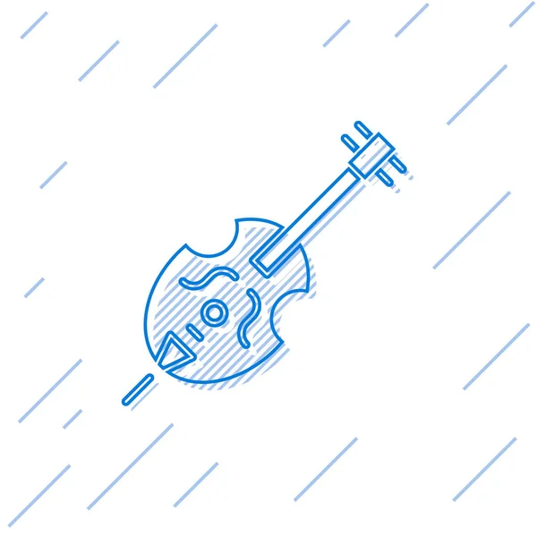 Ligne bleue Icône violon isolé sur fond blanc. Instrument de musique. Illustration vectorielle — Image vectorielle