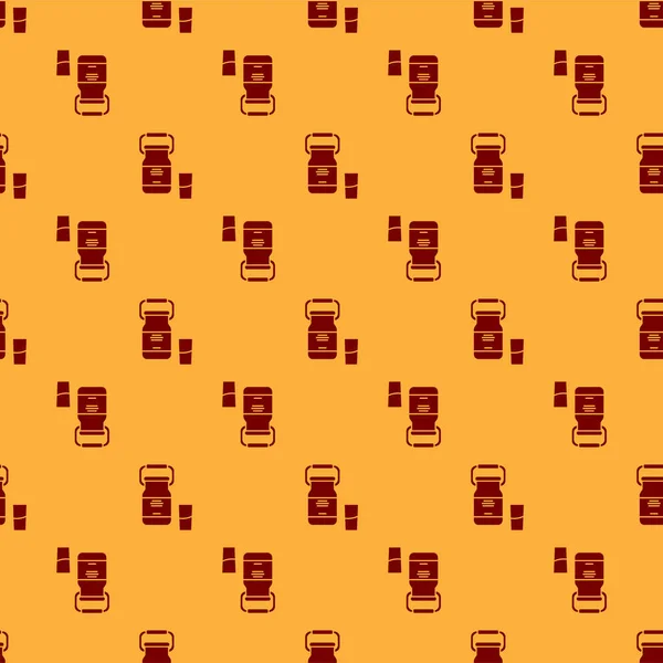 Conteneur Can rouge pour le lait et l'icône en verre motif isolé sans couture sur fond brun. Illustration vectorielle — Image vectorielle