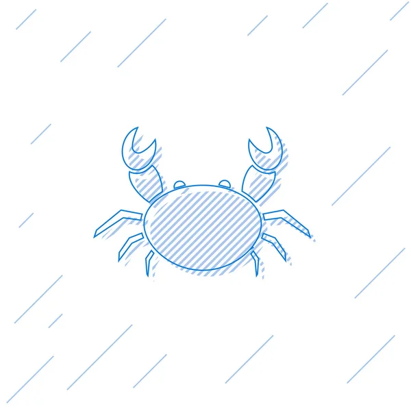 Blaue Linie Krabbe Symbol isoliert auf weißem Hintergrund. Vektorillustration — Stockvektor