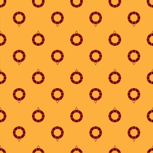 Icône Lifebuoy rouge isolé motif sans couture sur fond brun. Symbole de ceinture de sauvetage. Illustration vectorielle — Image vectorielle