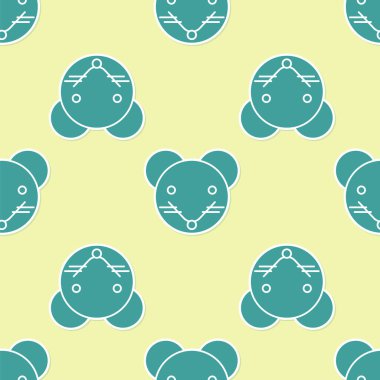 Yeşil Sıçan burç simgesi sarı arka planda izole edilmiş pürüzsüz desen. Astrolojik yıldız falı koleksiyonu. Vektör İllüstrasyonu