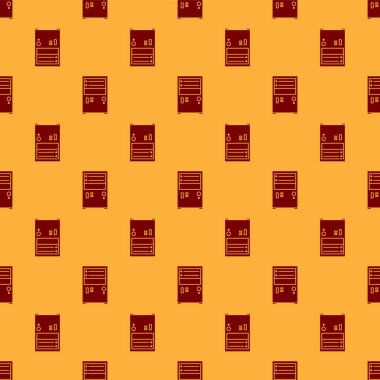 Kırmızı Bilgisayar simgesi kahverengi arkaplanda izole edilmiş. Bilgisayar bileşeni işareti. Vektör İllüstrasyonu