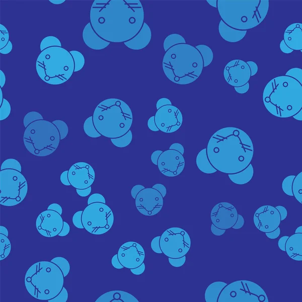 Blue Rat dierenriem pictogram geïsoleerd naadloos patroon op blauwe achtergrond. Astrologische horoscoop collectie. Vector Illustratie — Stockvector