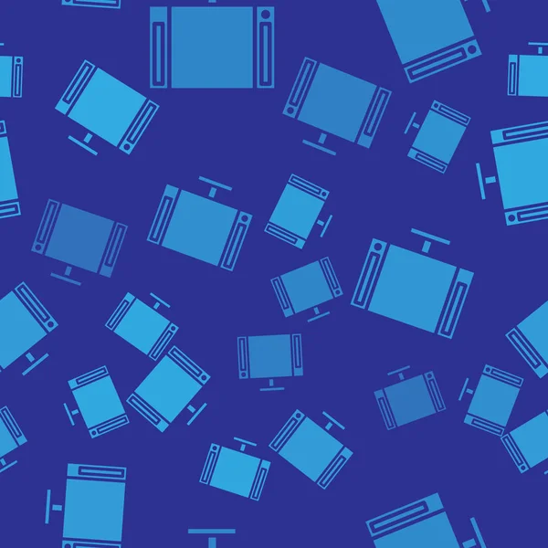 Azul Smart Tv icono aislado patrón sin costura sobre fondo azul. Señal de televisión. Ilustración vectorial — Vector de stock