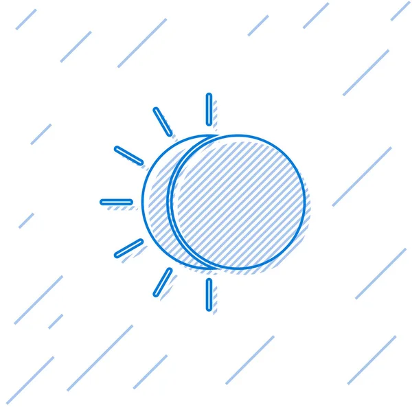 Blauwe lijn Verduistering van de zon pictogram geïsoleerd op witte achtergrond. Een totale sonar verduistering. Vector Illustratie — Stockvector