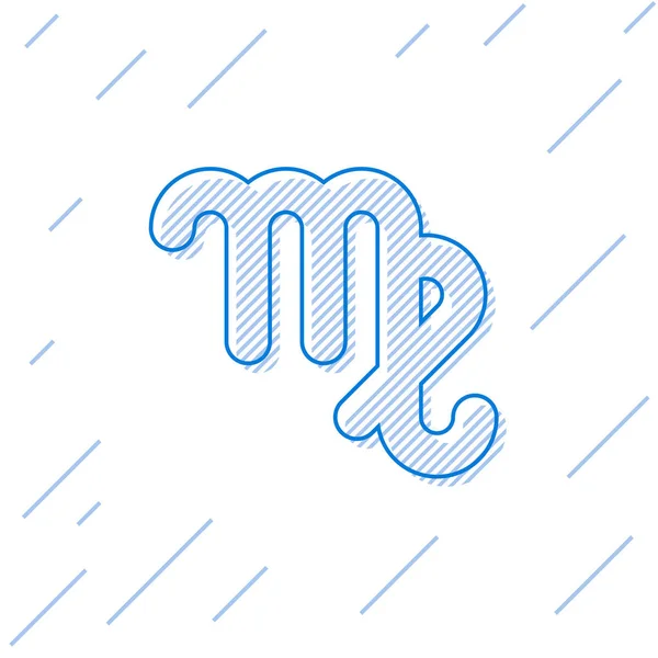 Ligne bleue icône signe du zodiaque Vierge isolé sur fond blanc. Collection d'horoscope astrologique. Illustration vectorielle — Image vectorielle