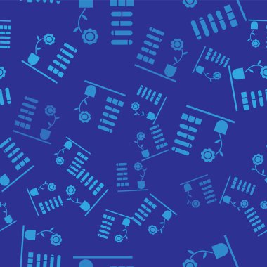 Mavi Çiçek durum simgesi mavi arkaplanda izole edilmiş pürüzsüz desen. Vektör İllüstrasyonu