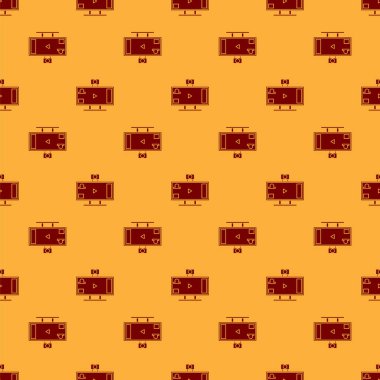 Red Live çevrimiçi video oyunu oynatma simgesi kahverengi arkaplanda izole edilmiş pürüzsüz desen. Vektör İllüstrasyonu