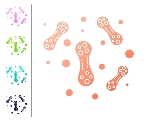 Coral bakterie ikona izolowane na białym tle. Bakterie i zarazki, powodując chorobę mikroorganizmów, rak komórek, drobnoustroje, wirus, grzyby. Ustawianie ikon kolorów. Ilustracja wektorowa — Wektor stockowy