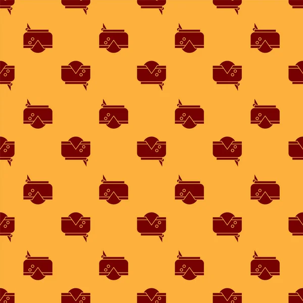 Roter Piratenhut Ikone isoliert nahtlose Muster auf braunem Hintergrund. Vektorillustration — Stockvektor