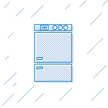 Mavi çizgi buzdolabı simgesi beyaz arkaplanda izole edildi. Buzdolabı buzdolabı. Ev aletleri ve aletler. Vektör İllüstrasyonu