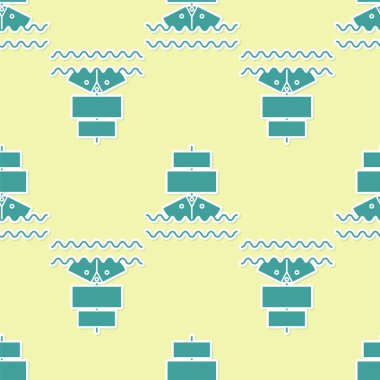 Yeşil Gemi simgesi sarı arkaplandaki kusursuz deseni izole etti. Vektör İllüstrasyonu