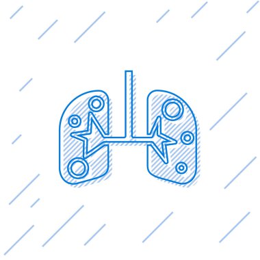 Mavi çizgi Ciğerleri simgesi beyaz arkaplanda izole edildi. Vektör İllüstrasyonu