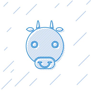 Mavi çizgi Ox burç simgesi beyaz arkaplanda izole edildi. Astrolojik yıldız falı koleksiyonu. Vektör İllüstrasyonu