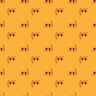 Kırmızı Standalone sensörü ve bitki simgesi kahverengi arka planda izole edilmiş. Vektör İllüstrasyonu