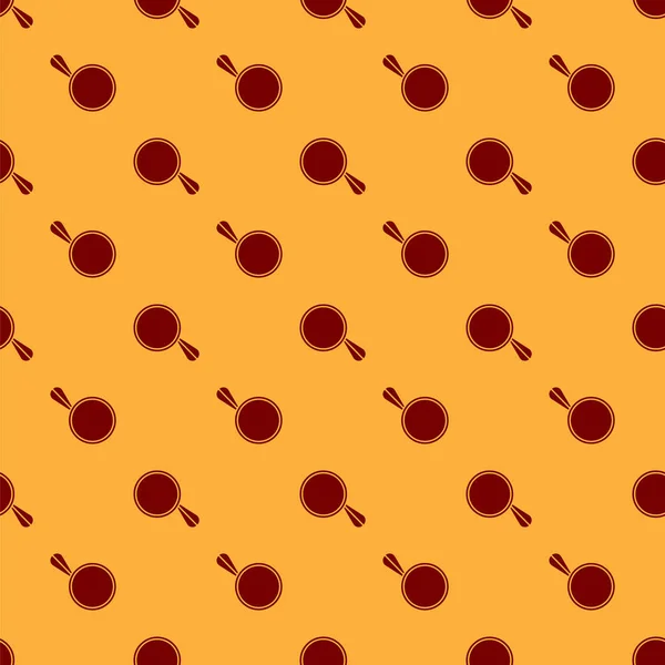 Icono de espejo coche rojo aislado patrón sin costura sobre fondo marrón. Ilustración vectorial — Vector de stock