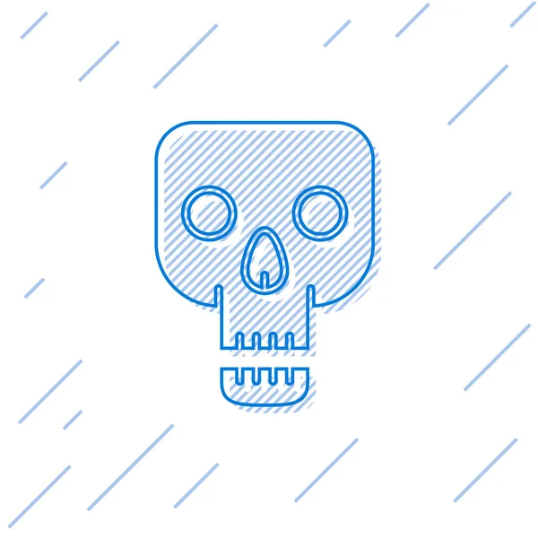 Blue line Skull icon isolated on white background. Happy Halloween party. Vector Illustration — Stock Vector
