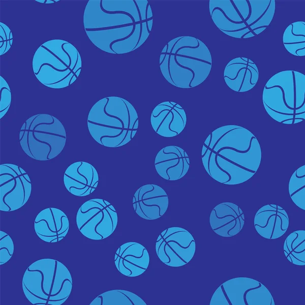 Icône de ballon de basket-ball bleu isolé motif sans couture sur fond bleu. Symbole sportif. Illustration vectorielle — Image vectorielle