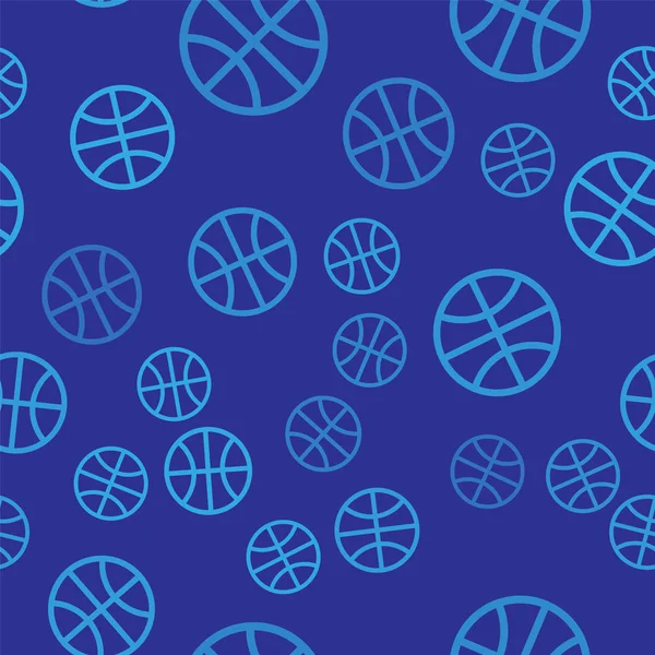 파란 농구 공 모양의 아이콘은 푸른 배경 위에서 바다없는 패턴을 분리 했습니다. 스포츠의 상징. 벡터 일러스트 — 스톡 벡터