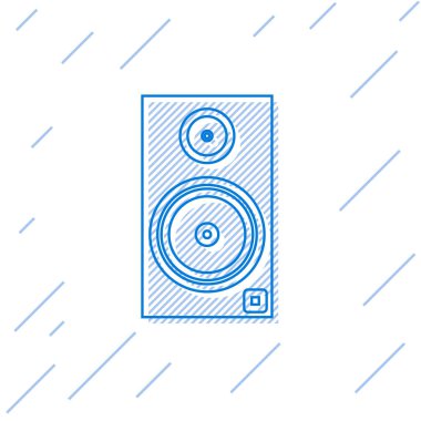 Mavi çizgi Stereo hoparlör simgesi beyaz arkaplanda izole edildi. Ses sistemi hoparlörleri. Müzik ikonu. Müzikal sütun hoparlörü. Vektör İllüstrasyonu