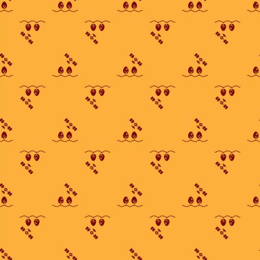 İHA kontrollü ve ağaç simgesi izole edilmiş kırmızı akıllı çiftlik kahverengi arka planda. Tarım şirketi için icat teknolojisi. Vektör İllüstrasyonu