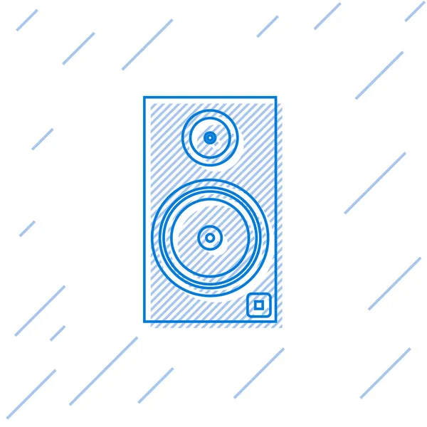 Modrá čára Ikona reproduktoru Stereo izolované na bílém pozadí. Reproduktory zvukového systému. Hudební ikona. Hudební sloupek reproduktor basové vybavení. Vektorová ilustrace — Stockový vektor