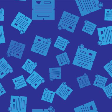 Mavi KHK, kağıt, parşömen, parşömen ikonu mavi arkaplanda izole edilmiş pürüzsüz desen. Vektör İllüstrasyonu