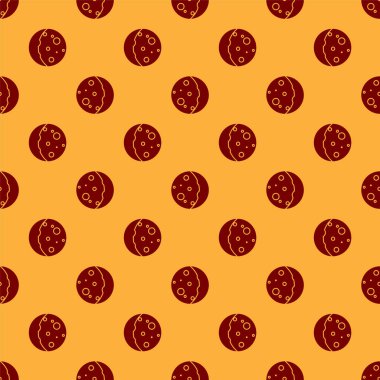 Güneş simgesinin Kırmızı Tutulma kahverengi arka plan üzerinde izole dikişsiz desen. Tam bir sonar tutulması. Vektör İllüstrasyonu