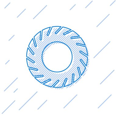 Mavi çizgili araba lastik ikonu beyaz arka planda izole edildi. Vektör İllüstrasyonu