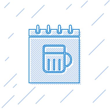 Mavi çizgi Aziz Patrick Günü, takvim simgesi beyaz arka planda izole edilmiş. Dört yapraklı yonca sembolü. Tarih 17 Mart. Vektör İllüstrasyonu