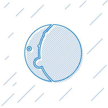 Güneş tutulmasının mavi çizgisi beyaz arkaplanda izole edilmiş. Tam sonar tutulması. Vektör İllüstrasyonu