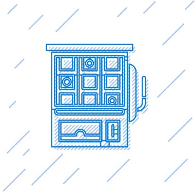 Mavi çizgi Slot makinesi simgesi beyaz arkaplanda izole edildi. Vektör İllüstrasyonu