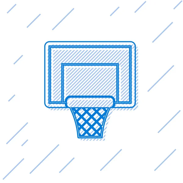 青いラインバスケットボールのバックボードアイコンは白い背景に隔離されています。ベクターイラスト — ストックベクタ