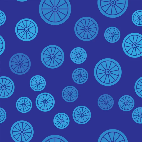파란 자동차 바퀴 아이콘은 파란 배경 위에 솔기없는 패턴을 분리 했습니다. 벡터 일러스트 — 스톡 벡터